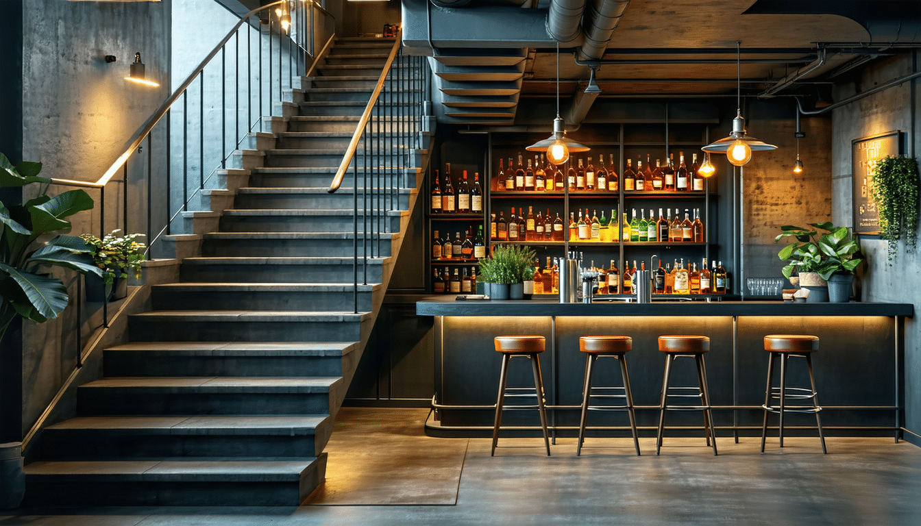 découvrez comment transformer un escalier de secours en un coin bar convivial et original pour optimiser l’espace et ajouter une touche design à votre intérieur.
